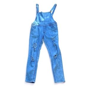 ★ Classic Distressed Jean Overalls - Denim Blue ★